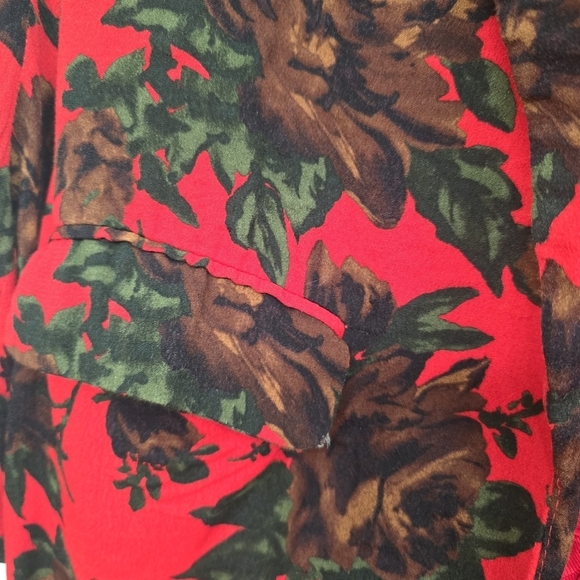 Women’s Red Black Oversized Floral M Open Front Relaxed Work to Weekend Blazer - Picture 5 of 12